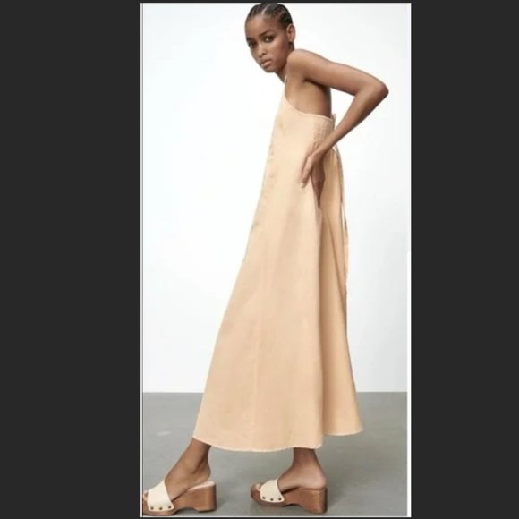 Zara Dresses Nwt Zara Embroidered Linen Blend Dress Poshmark